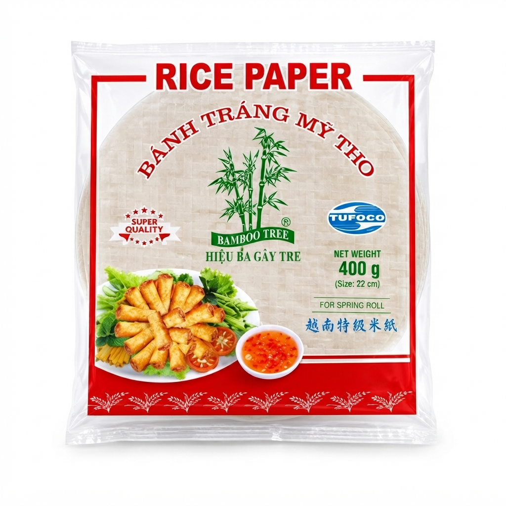[1714] Bamboo Tree Reispapier rund 22 x 22 cm rot 400 g
