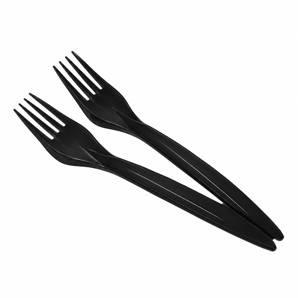 [5106] Mehrweg Plastik Gabel schwarz 180mm