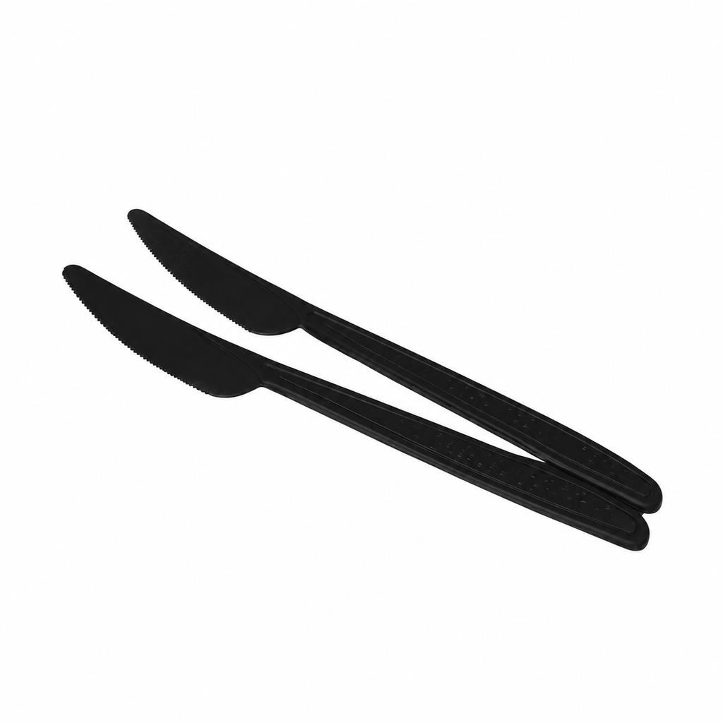 [5108] Mehrweg Plastik Messer schwarz 180mm