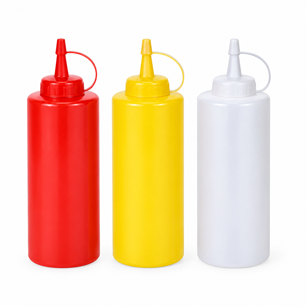[6302] Quetschflasche Gelb/Rot/Weiß 360ml