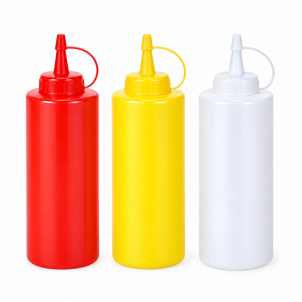 [6301] Quetschflasche Gelb/Rot/Weiß 720ml